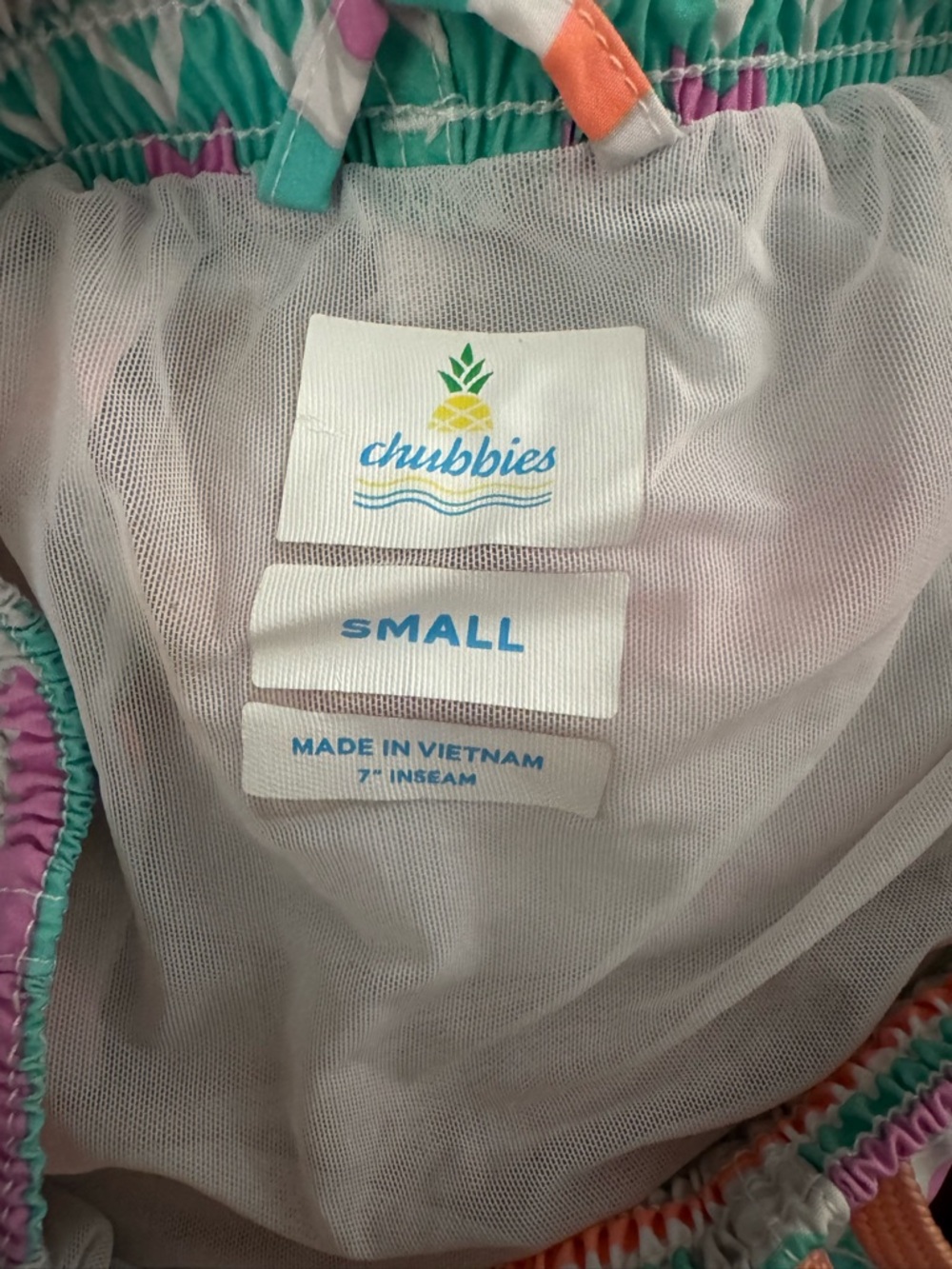 chubbies Teal Aztec-Pattern Athletic Shorts with Coral Drawstring - Picture 3 of 3